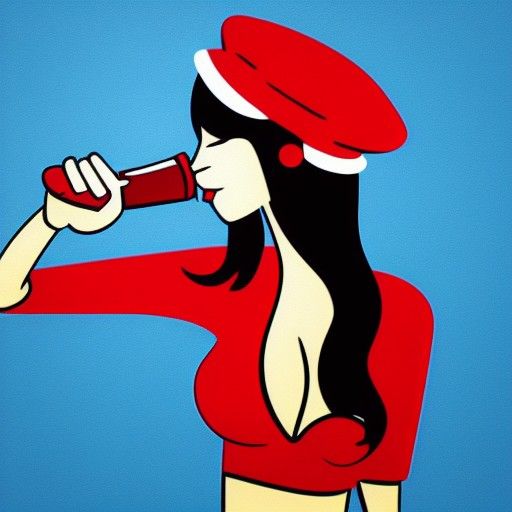 Futuristic Robot Woman with Red Wine