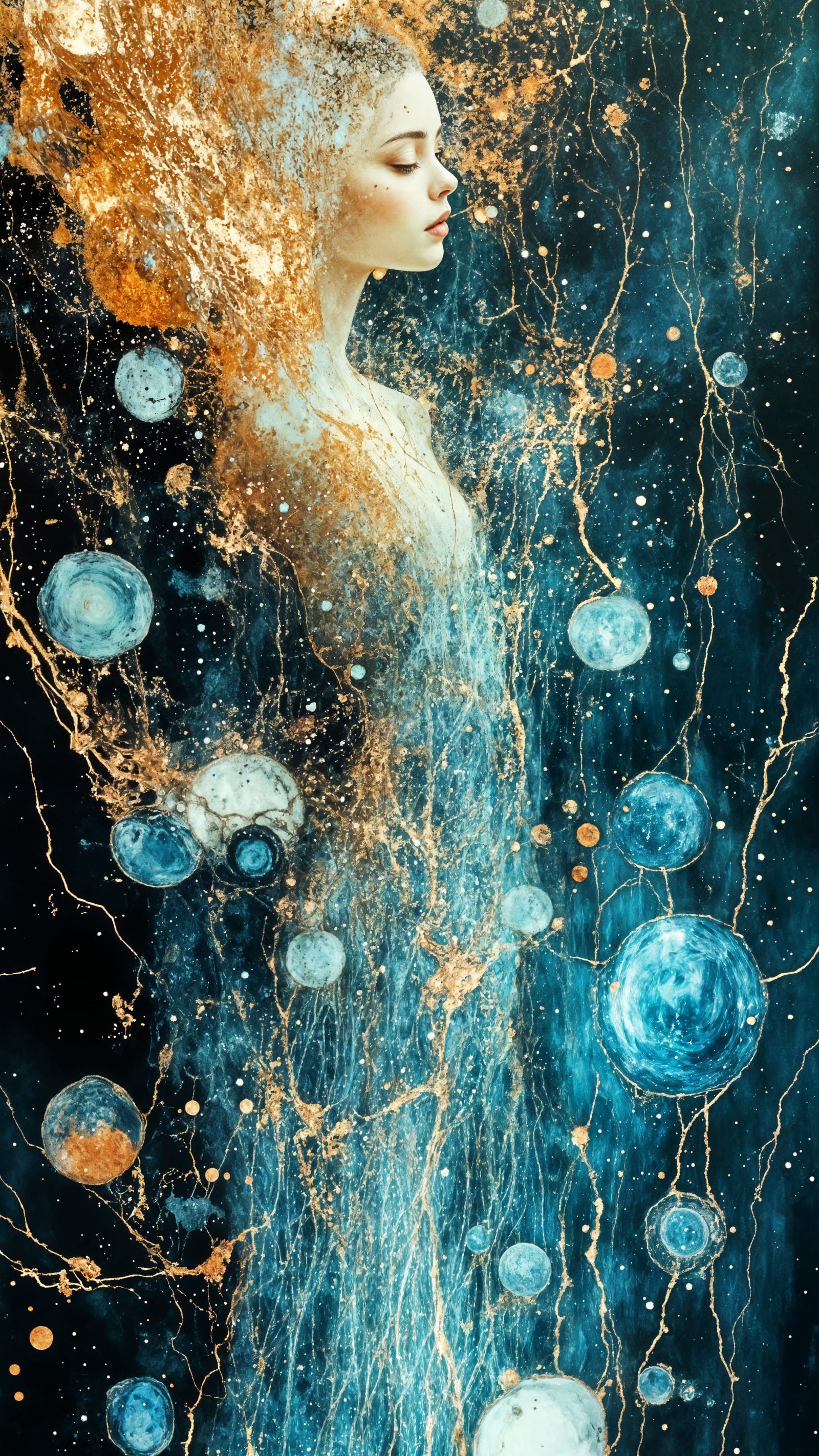 Ethereal Figure Shrouded in Fractured Filigree