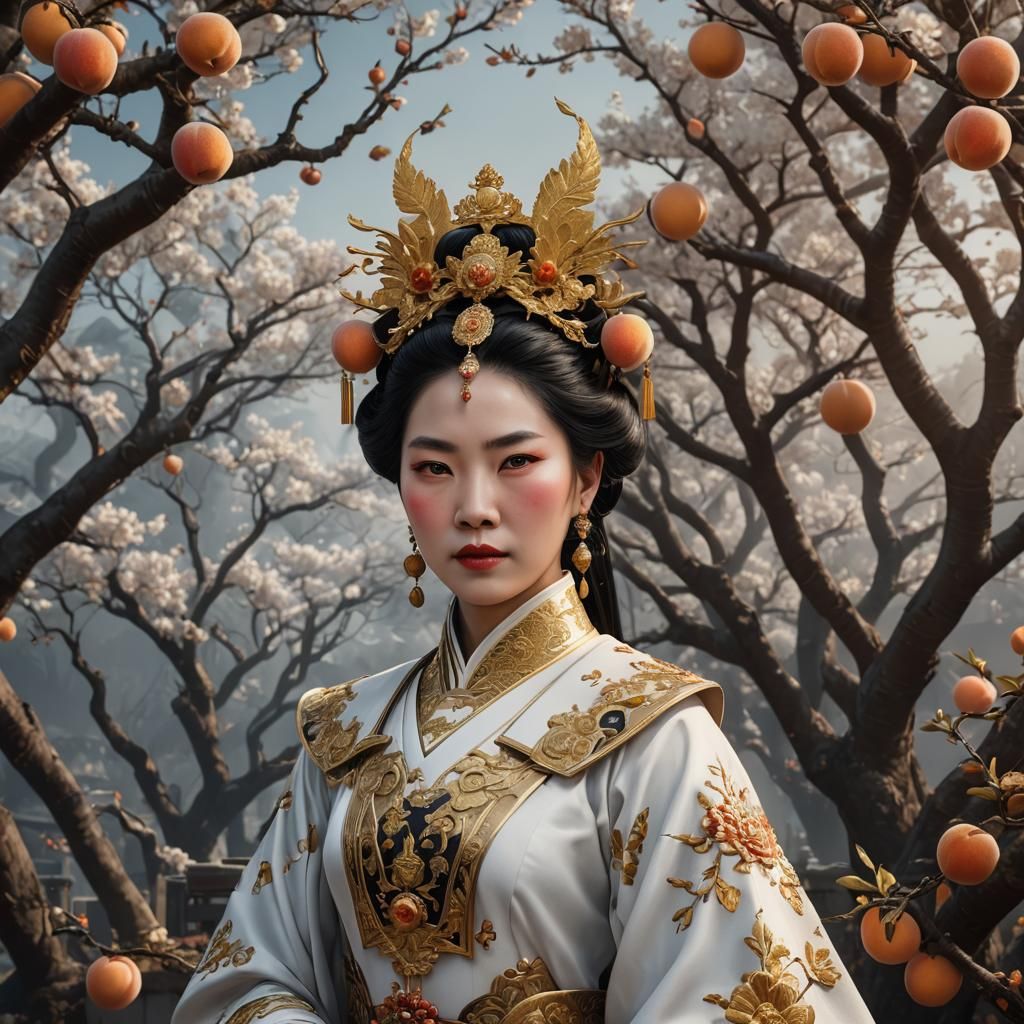 Majestic Chinese Empress with Golden Peaches