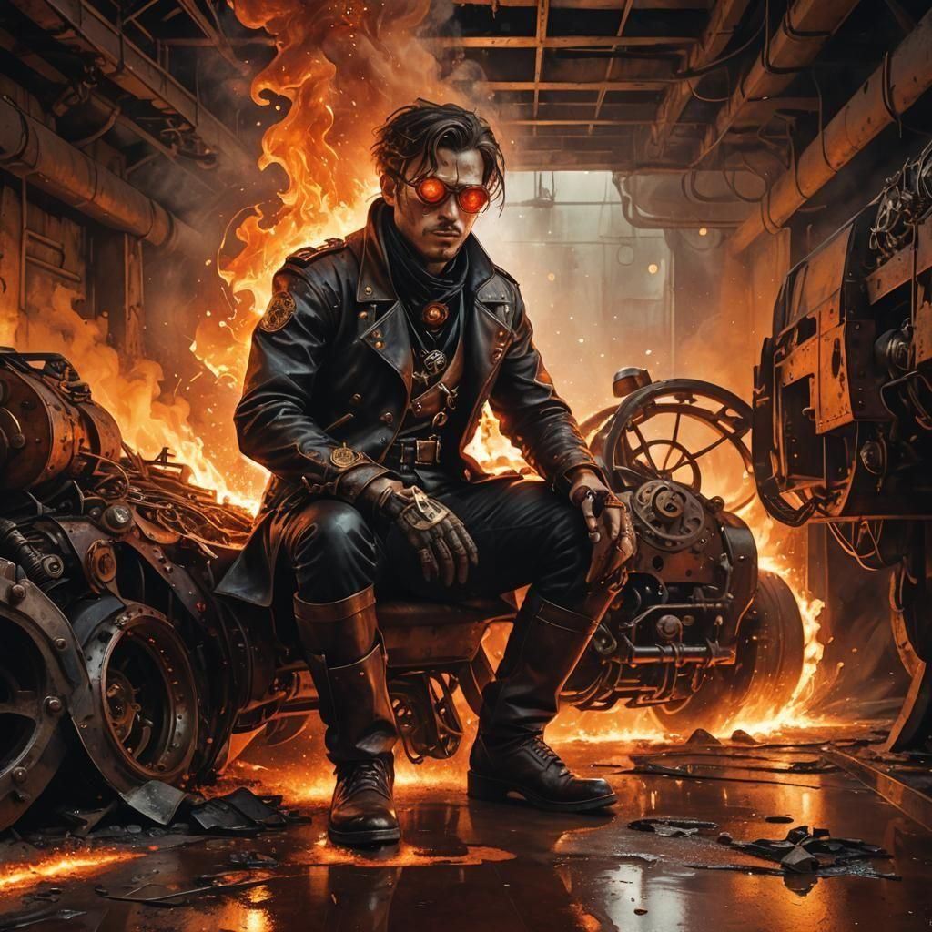 Steampunk Car Crash in Warm Leatherette Style