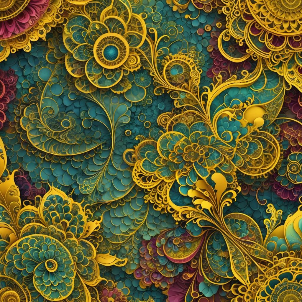 Abstract Fractal with Mustard Splatter