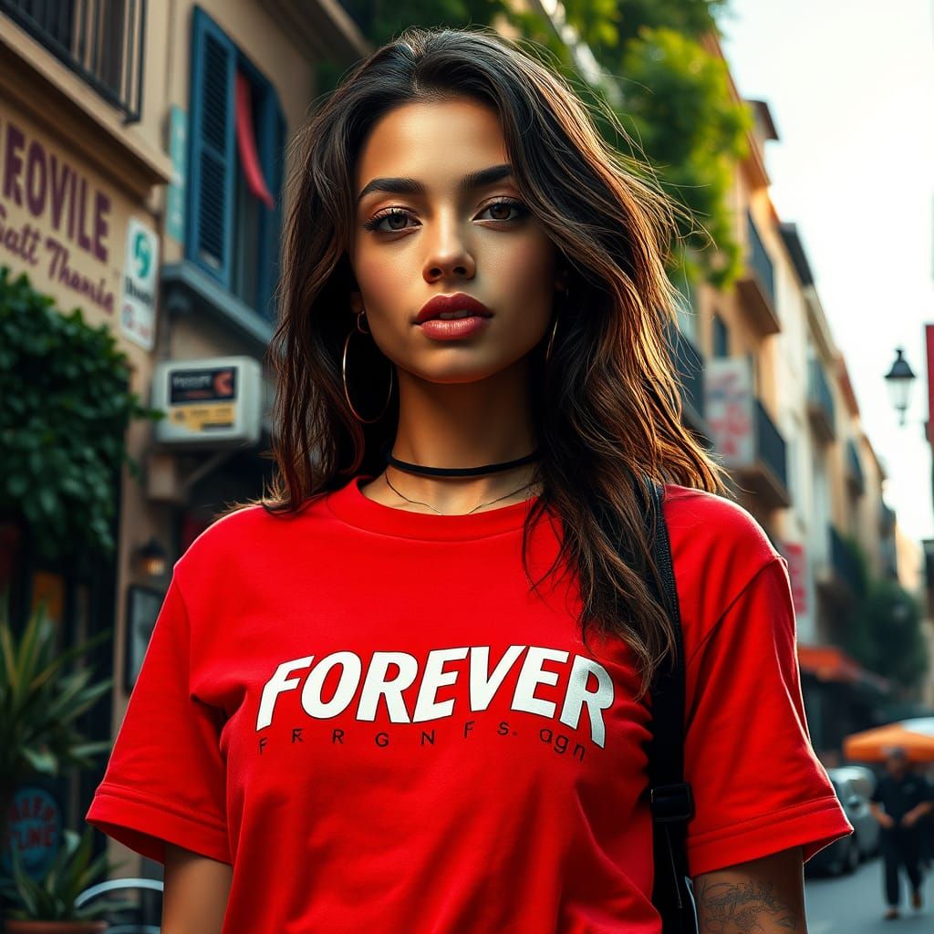 Trendy Woman in Cityscape Inspired by Ash Thorp