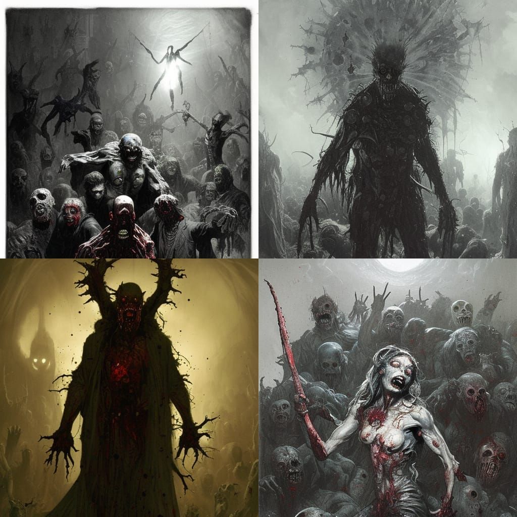 Horrific Marvel Zombies in Doré Style