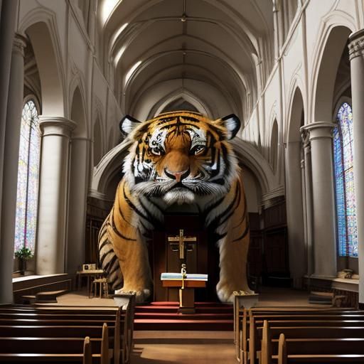 Tiger Inside a Church
