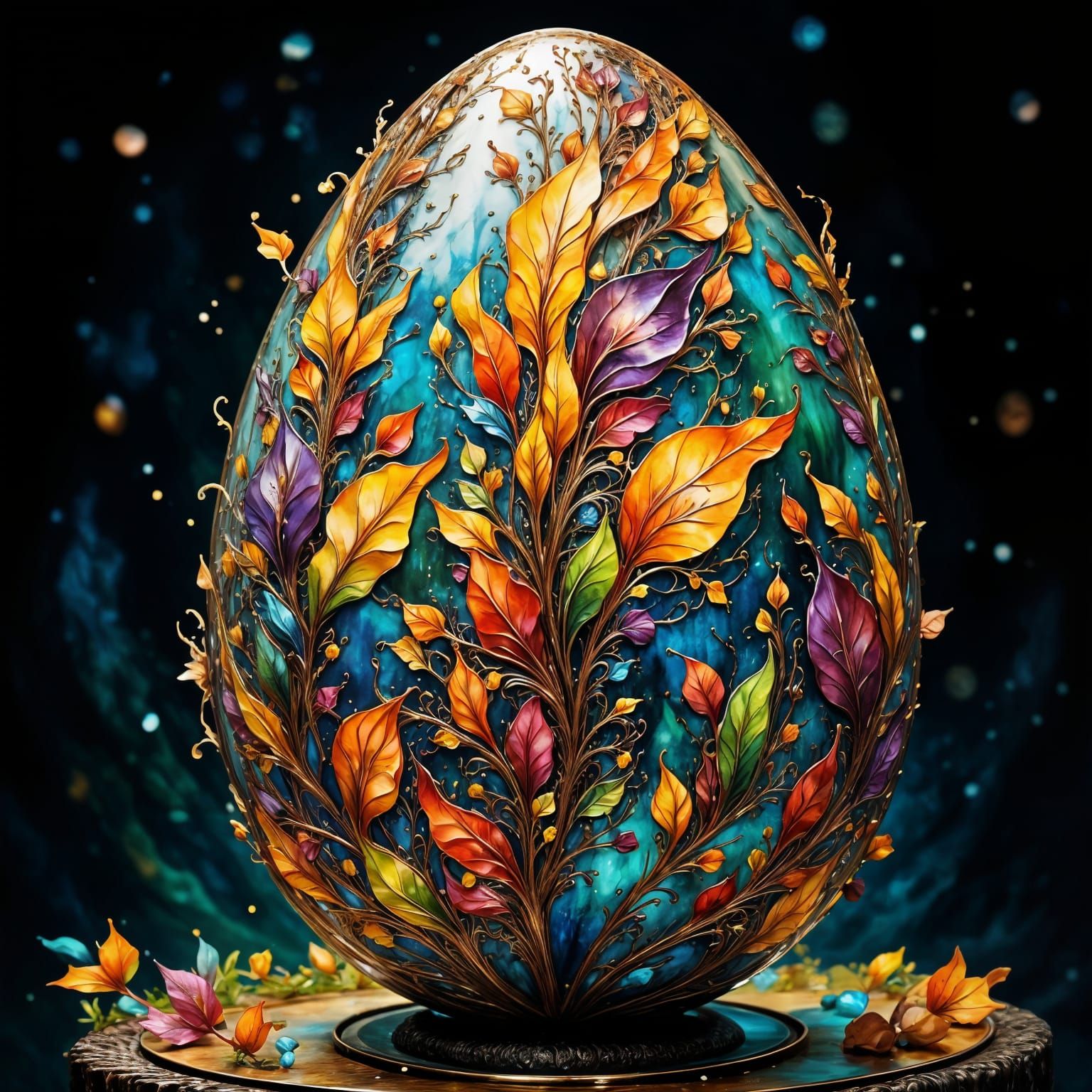 Whimsical Easter Egg in Fantasy Ink Flux