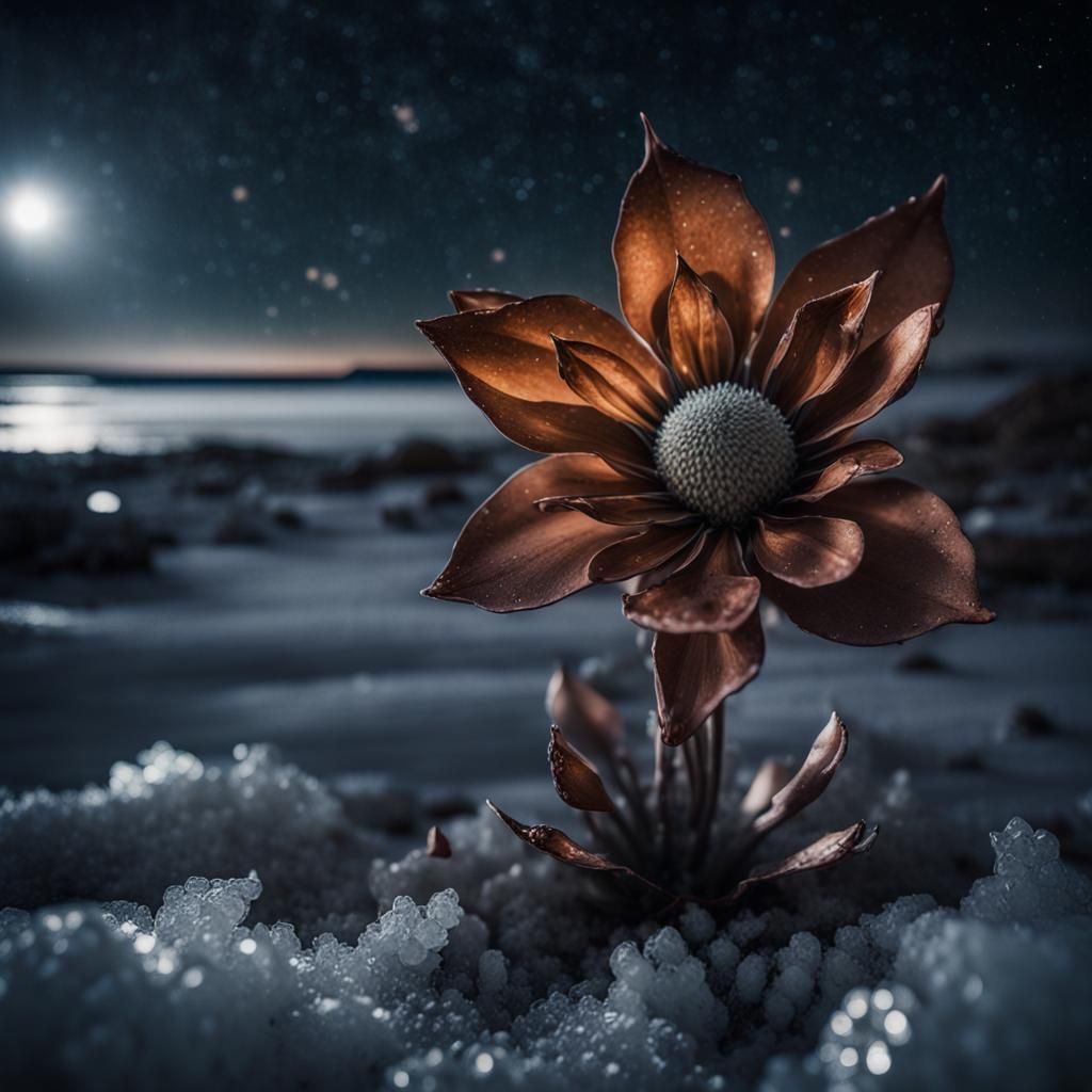 Exotic Flower on Jupiter's Moon in Cinematic Style