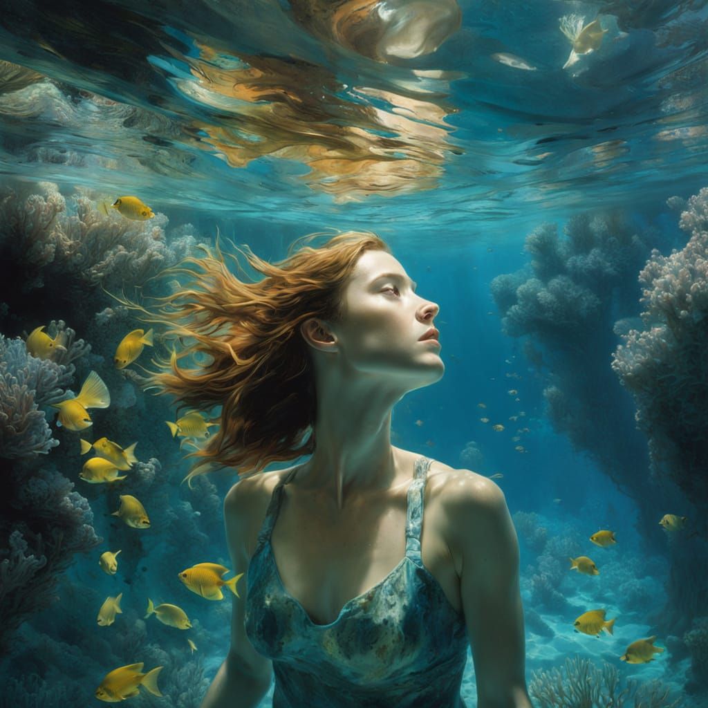 Hero Drowning in Bioluminescent Reef Cave