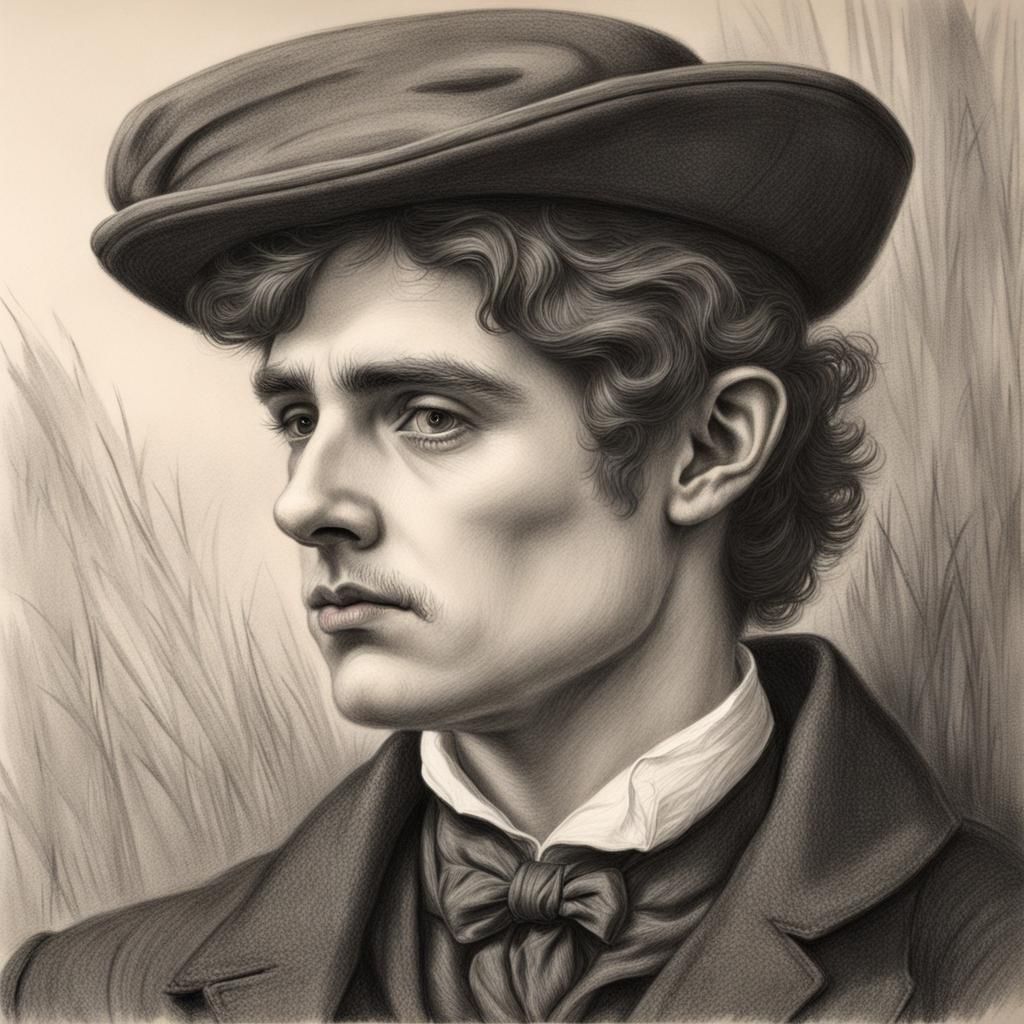 Victorian Man: Hyperdetailed Charcoal Drawing