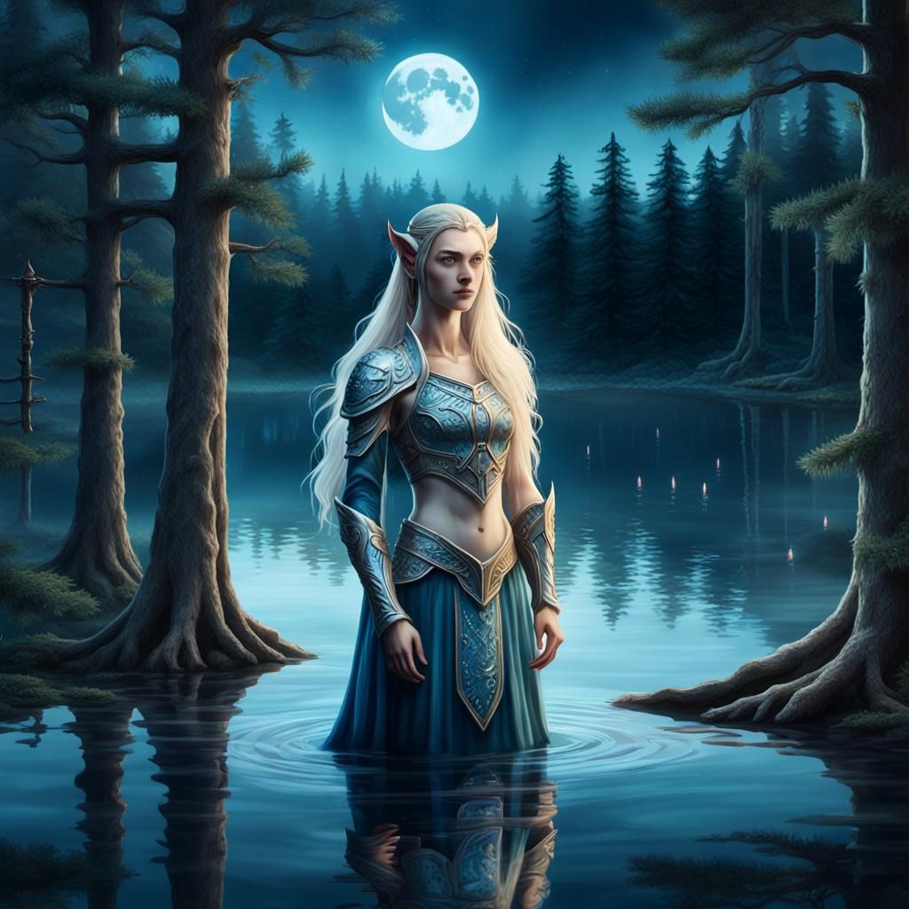 Elven Centaur in Moonlit Forest: Fantasy Art