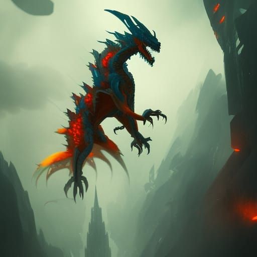 Ghost Dragon Concept Art in Art Nouveau Style