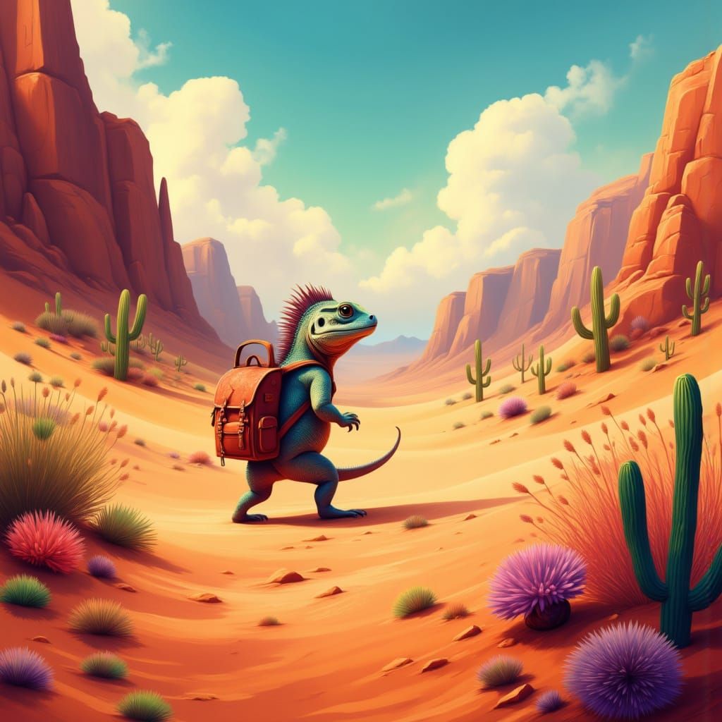 A lizard in the desert <lora:Expressive:1.0>
