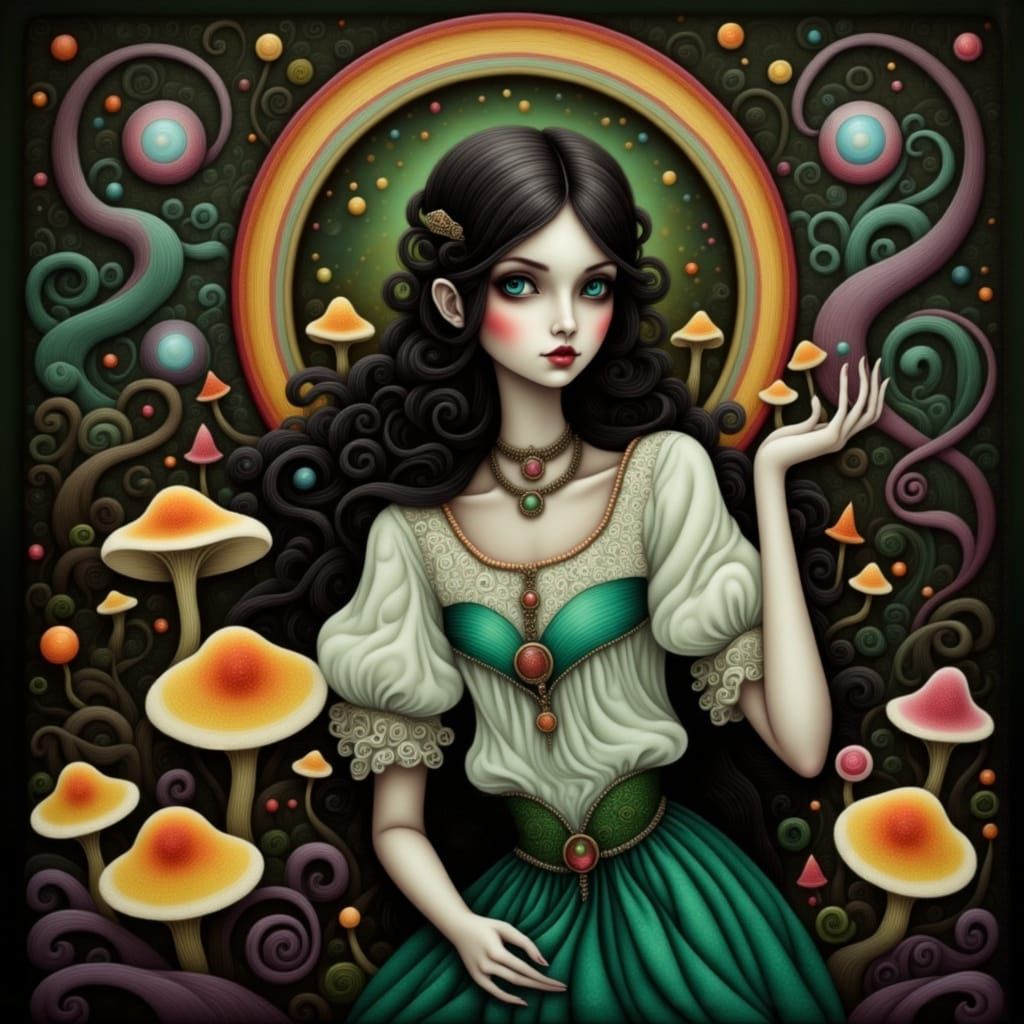 Ethereal Sorceress in Cosmic Dreamscapes