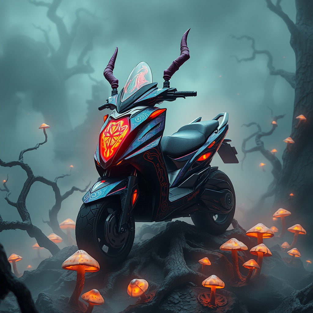 High-Tech Devil Scooter Lands on Mystical Temple