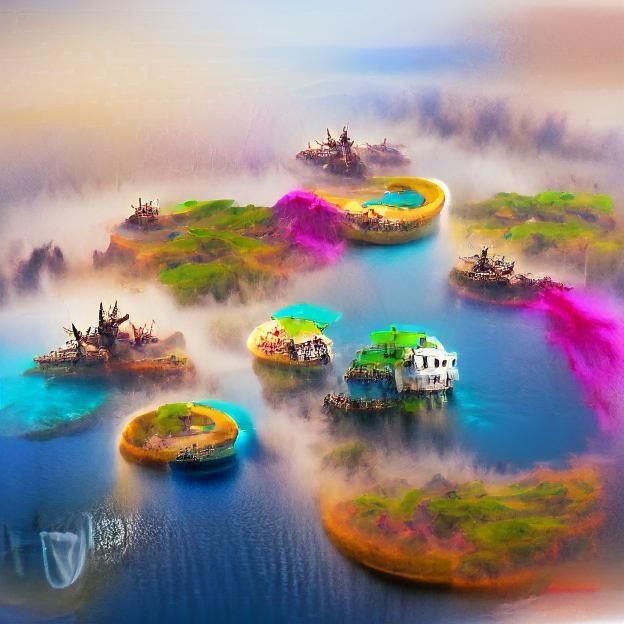 Floating Islands in a Dreamlike Sky