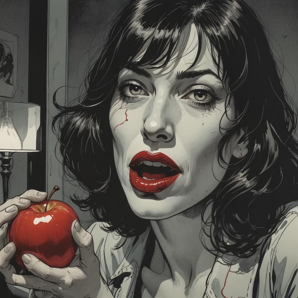 Woman and Evil Reflection, Graphic Novel Style