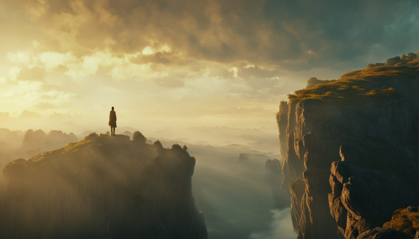 Epic Golden Hour Landscape with Dramatic Lighting