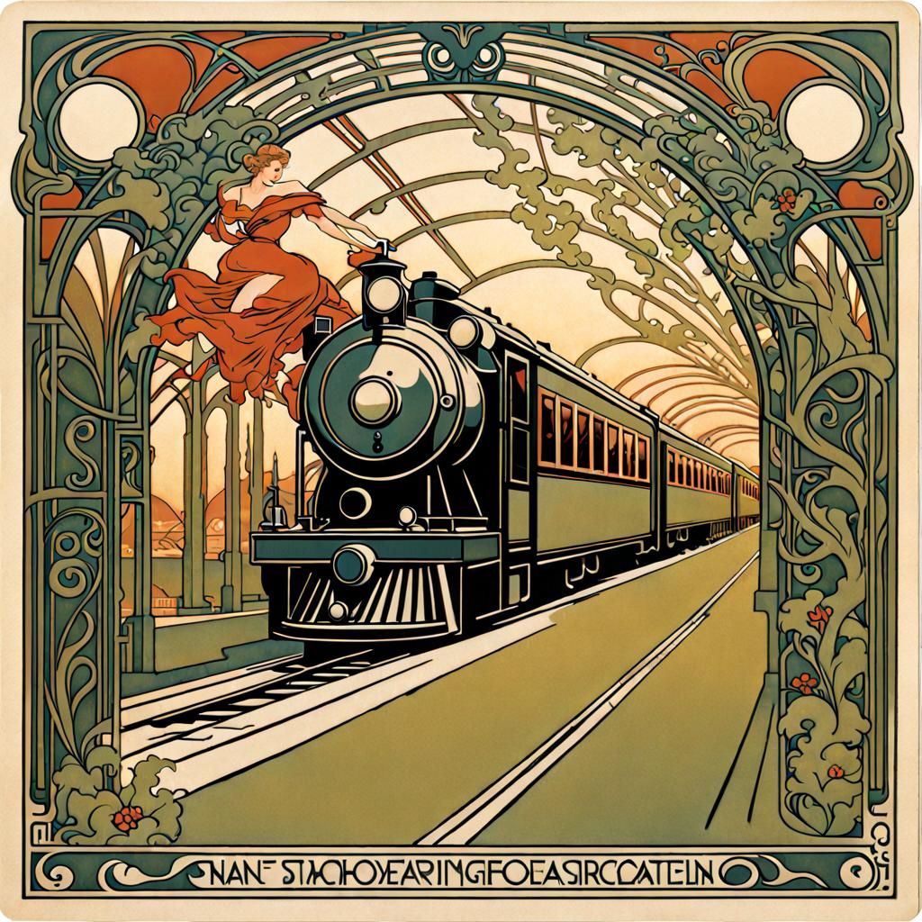 Train in Art Nouveau and Art Deco Style