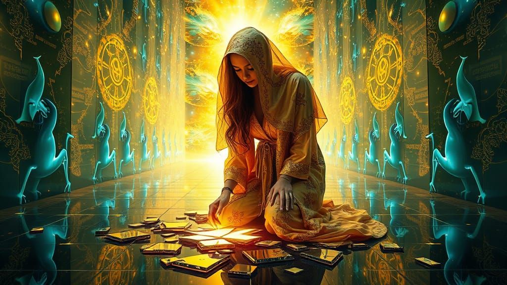 Mystical Woman in Cosmic Abstraction