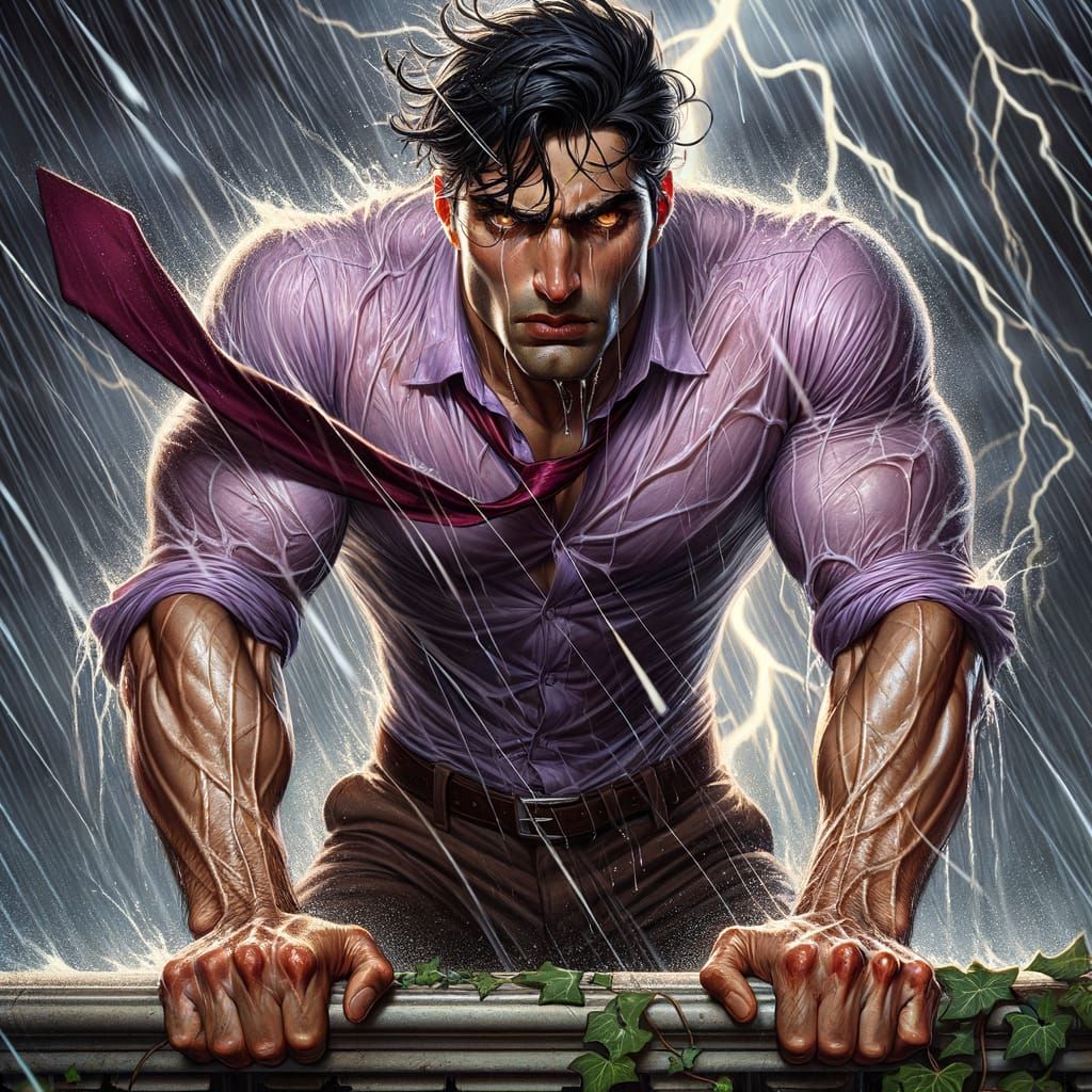 Man Against a Storm: Determination in the Tempest