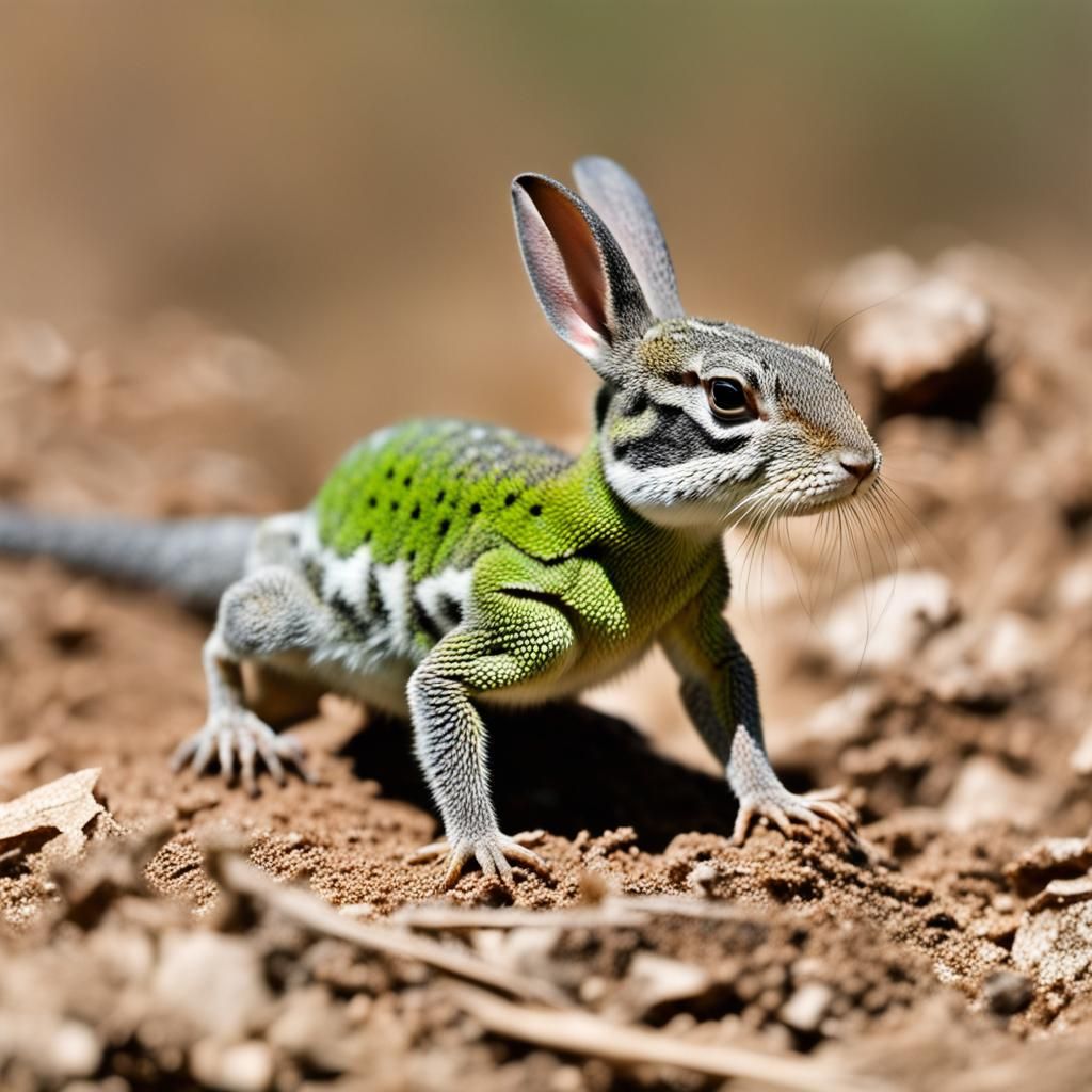 Hyperrealistic Rabbit Lizard Chasing Humans