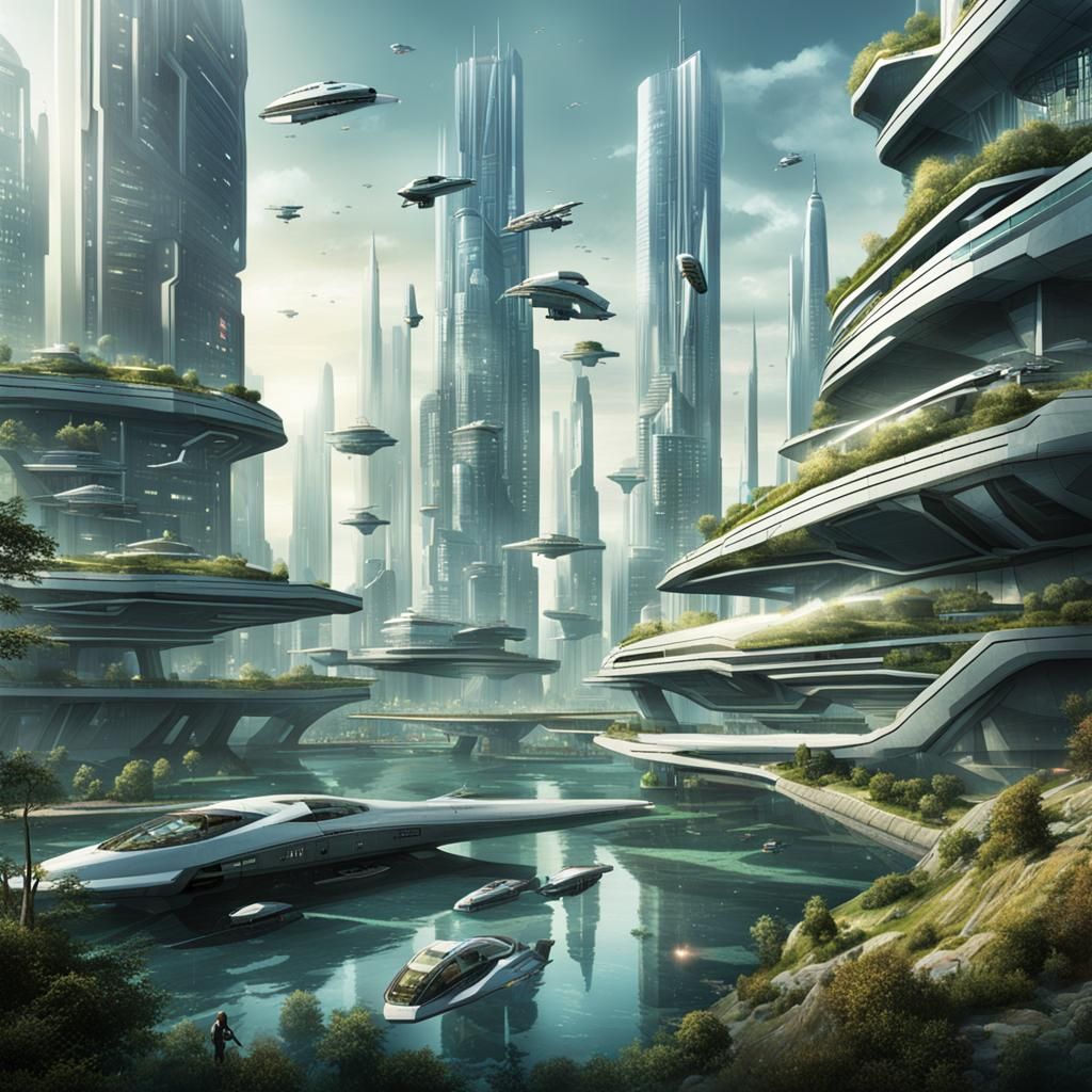 Futuristic Cityscape in the Year 2124