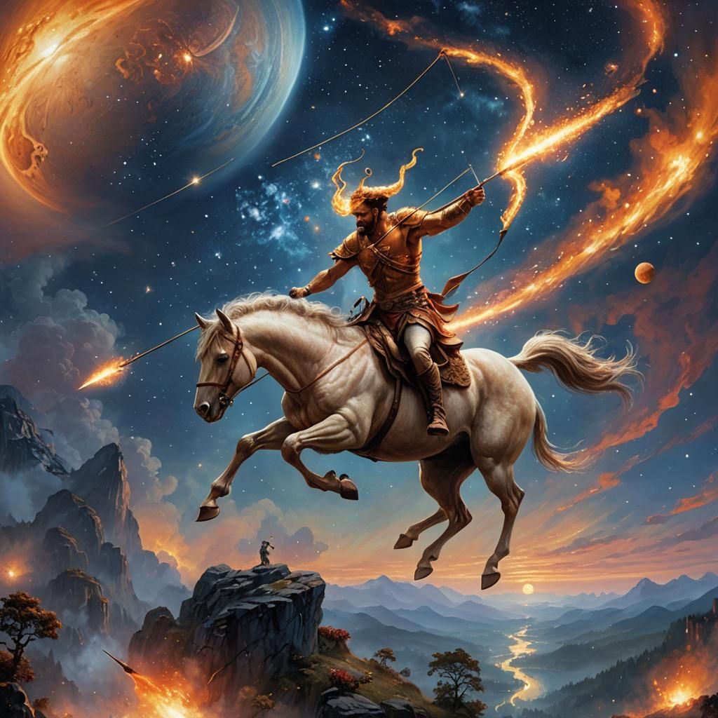 Centaur Archer Fires Flaming Arrow at Jupiter