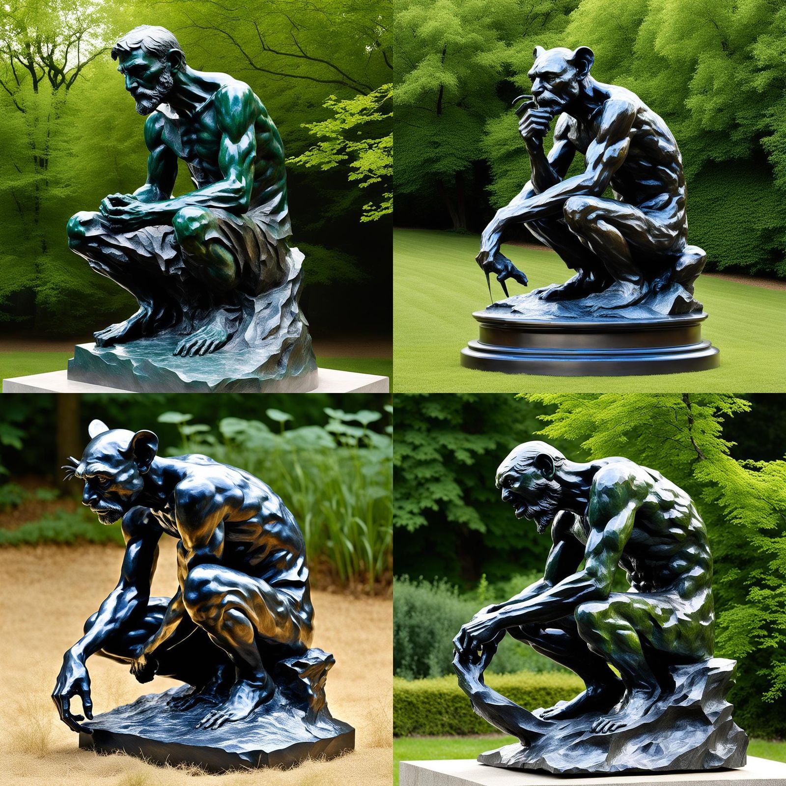 Fairy-Tale Sculpture: Rodin's Thinker in Radiant Light