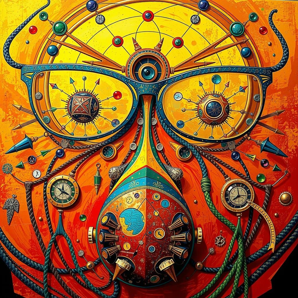 Vibrant Geometric Hyperrealist Masterpiece in Vermillion and...