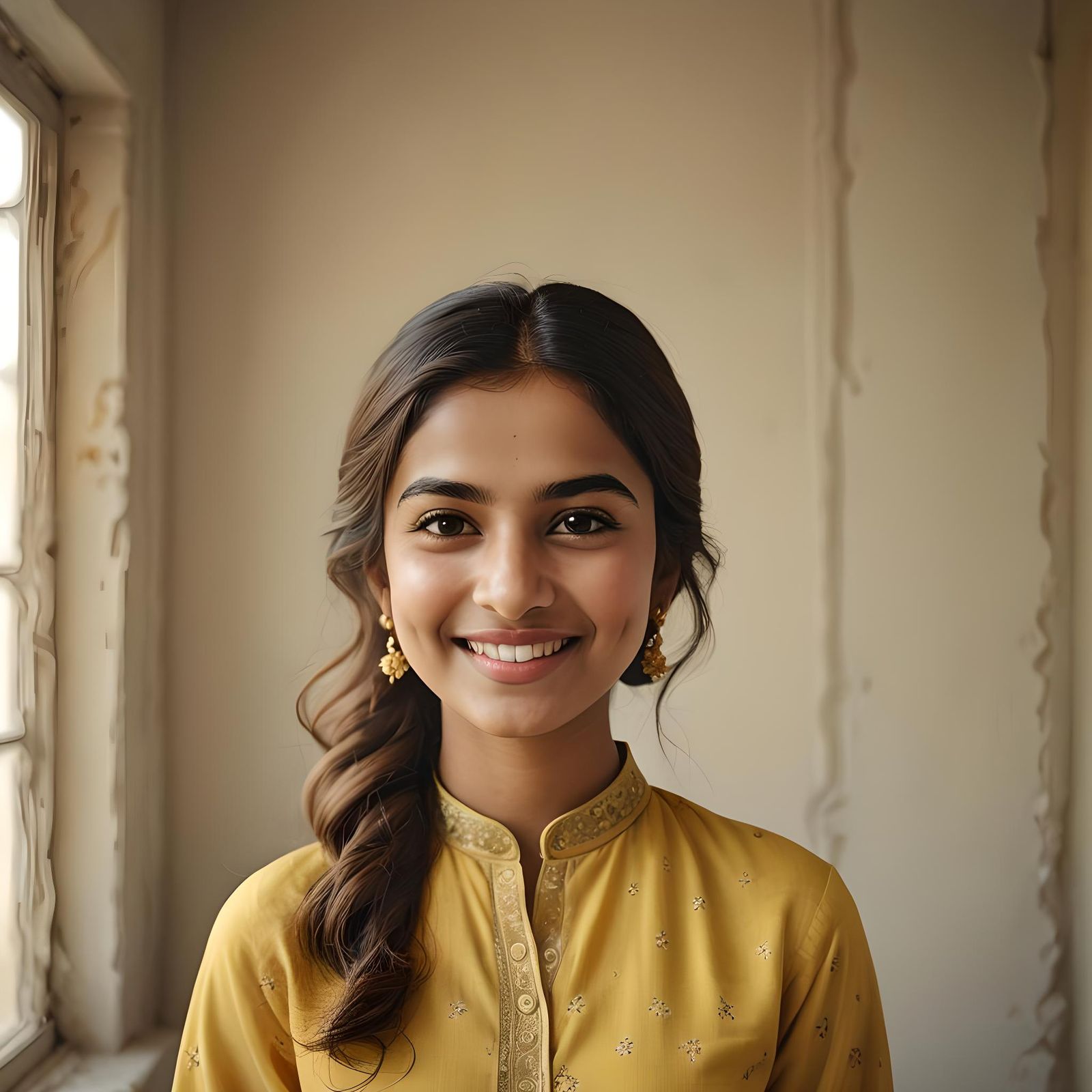 Pakistani Girl in Kameez Shalwar Smiling Portrait