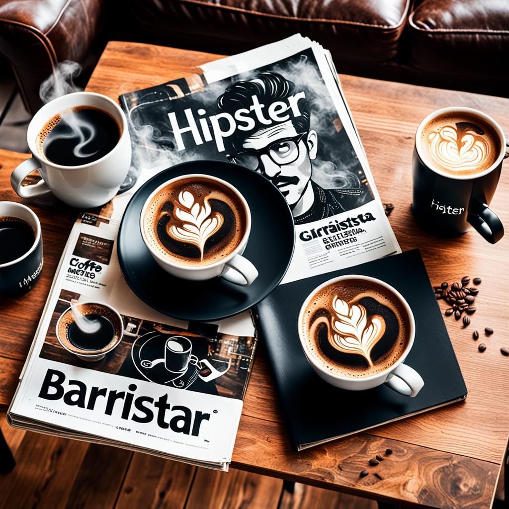 Coffee Table Scene with Latte Art