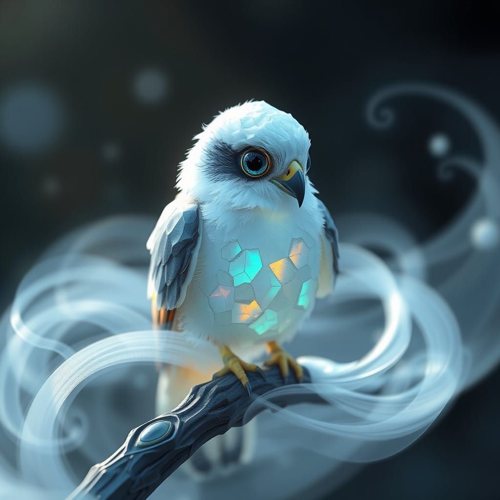 Ethereal Baby Falcon in Cyberpunk Digital Art
