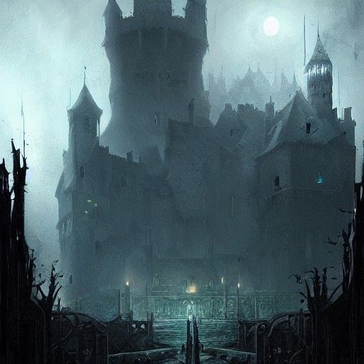 Sinister Haunted Castle in Gothic Horror Style