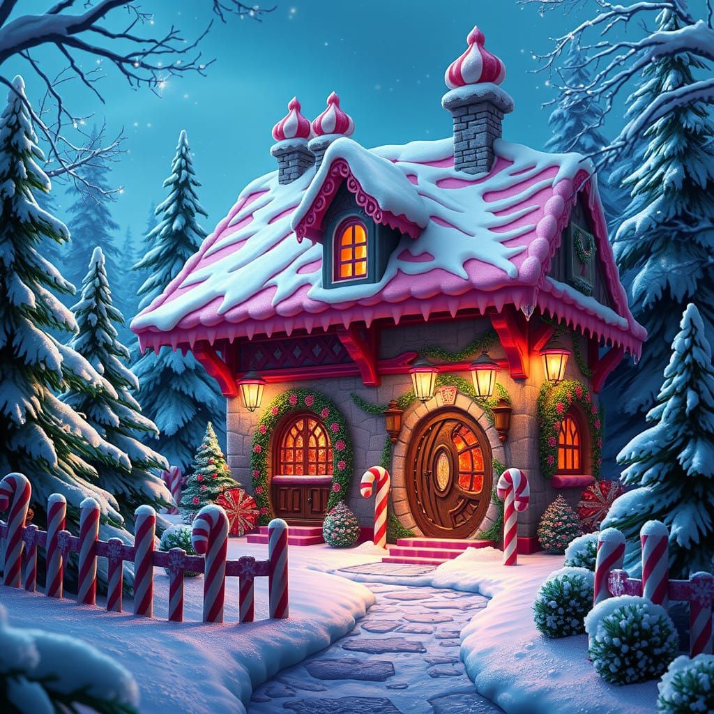 Whimsical Winter Wonderland Cottage in Rich, Deep Colors