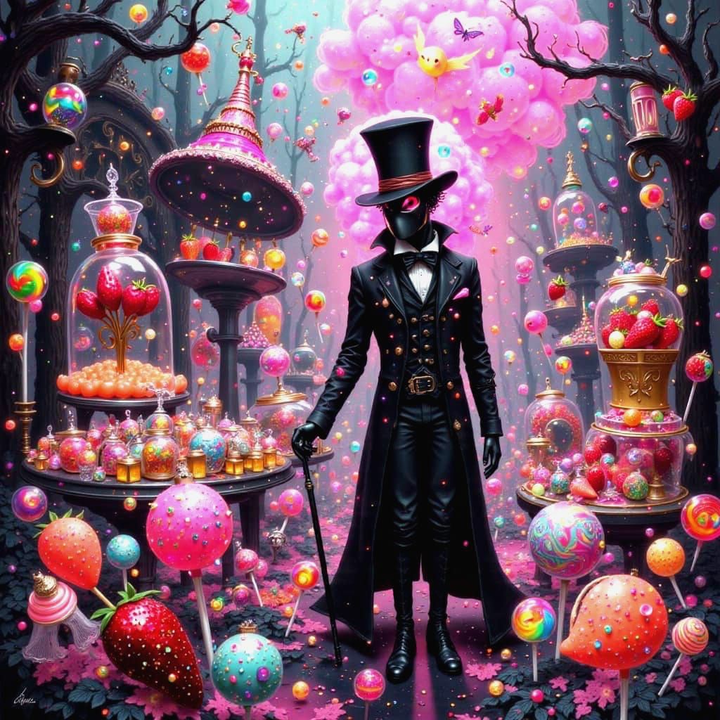 Whimsical Strawberry Candyman with Fantastical Elements