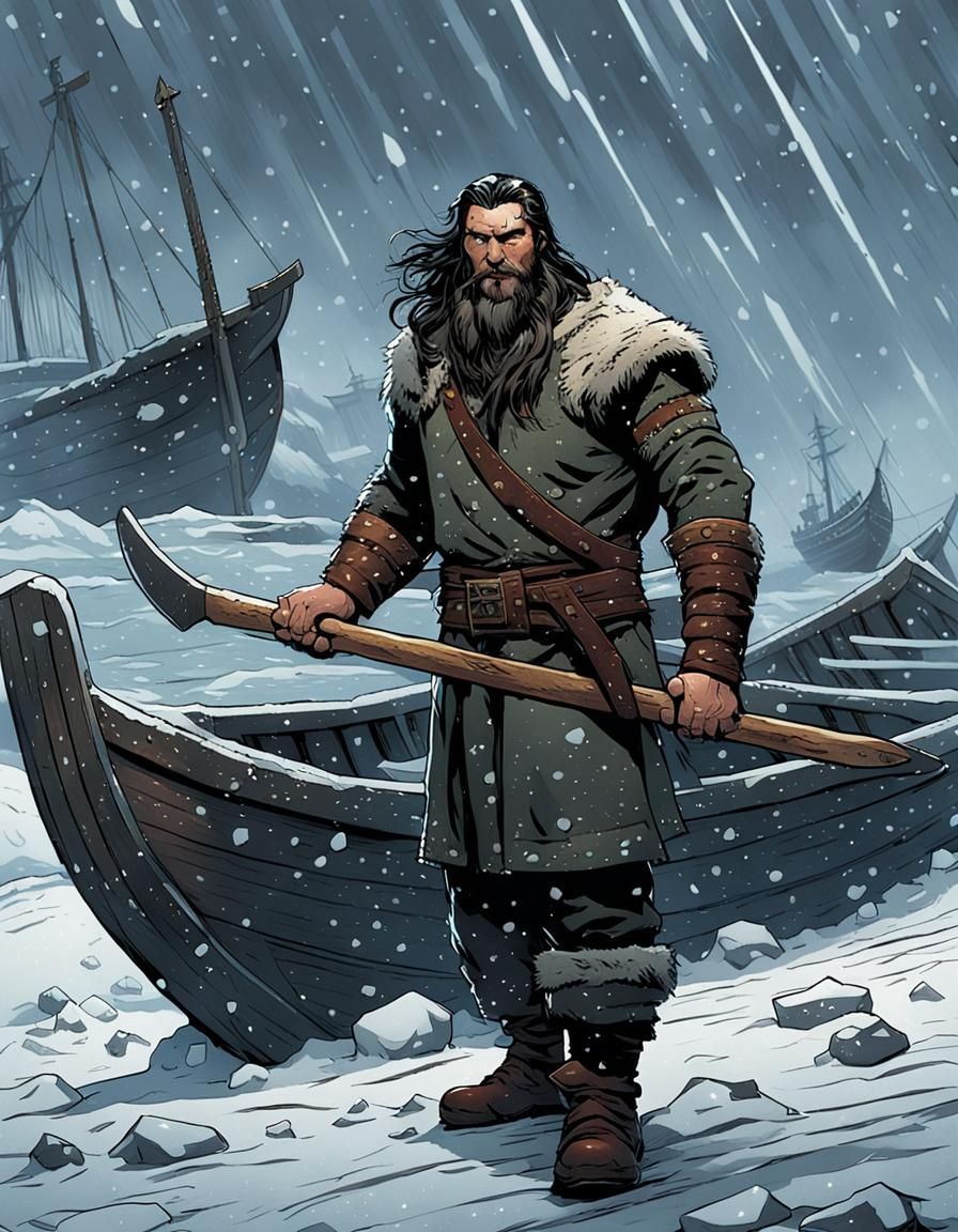 Viking Warrior with Sledgehammer, Comic Book Art