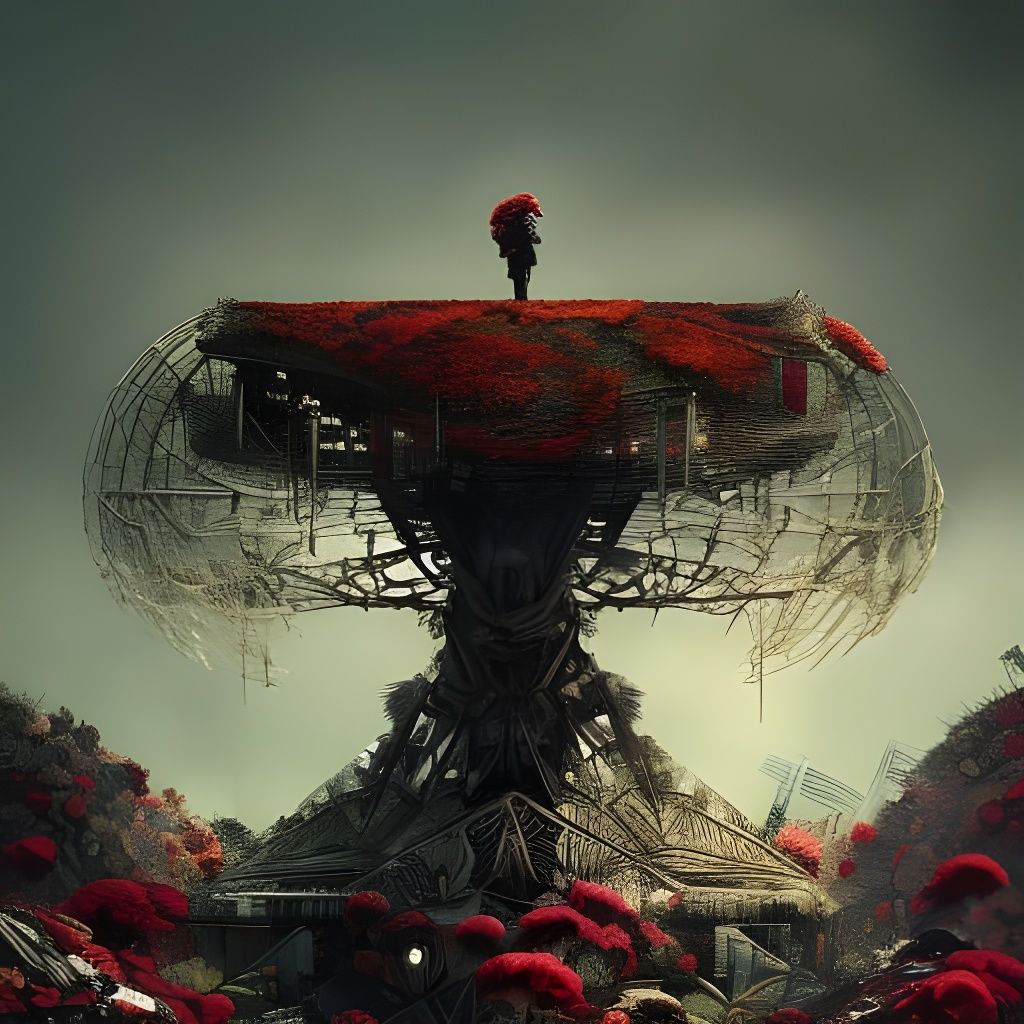 Dystopian Rose Garden in Surreal Collage Art