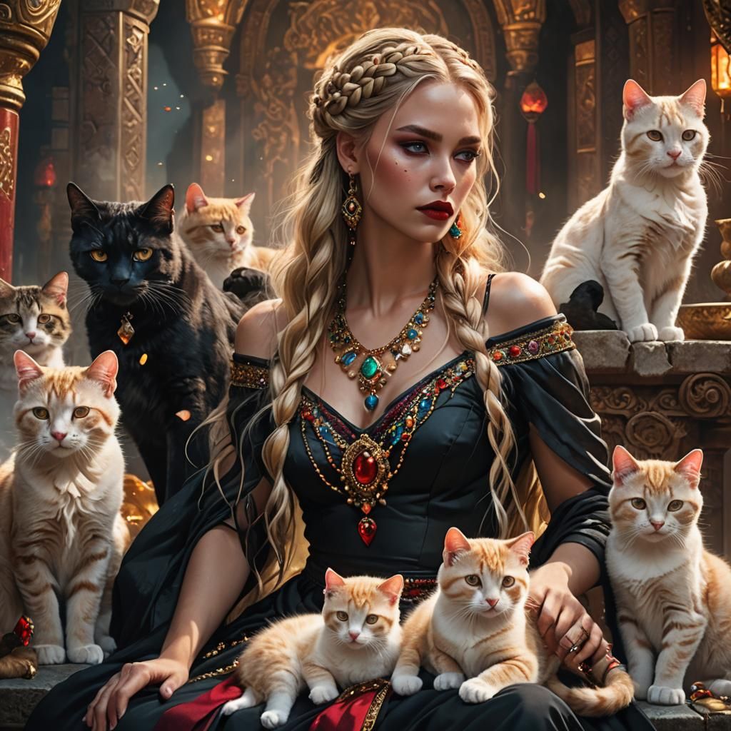 Goddess with Kittens: Fantasy Concept Art