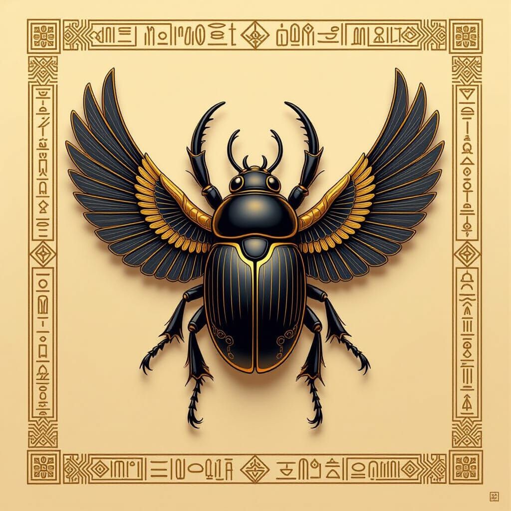 Winged Scarab Beetle in 3D Anime Art Style