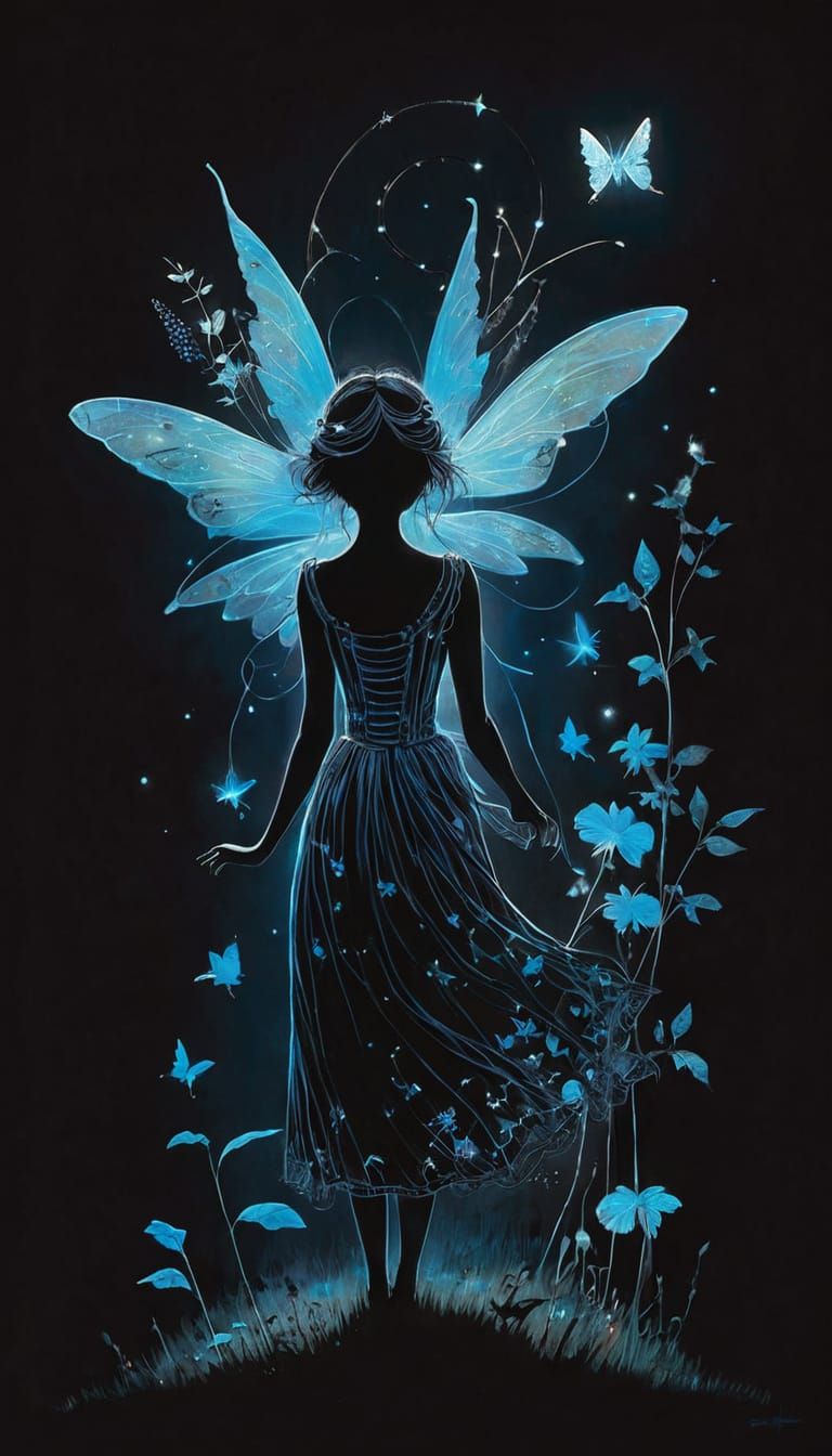 Whimsical Fairy Realm Under Starry Night Skies