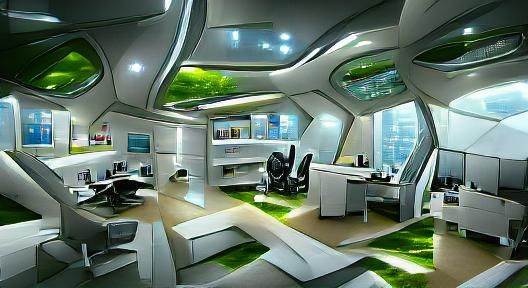 Futuristic Open-Plan Office in Sci-Fi Style