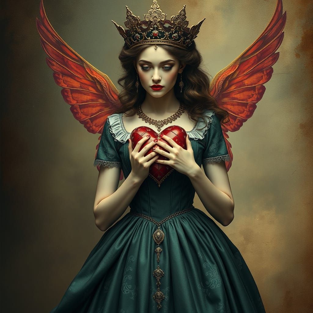 Majestic Fantasy Queen in Ancient Artistic Splendor