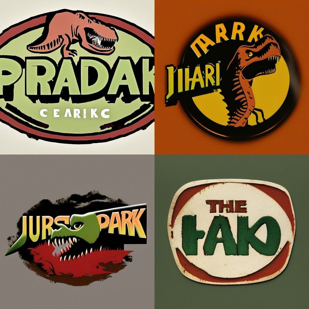 Iconic Jurassic Park Logo in Amber