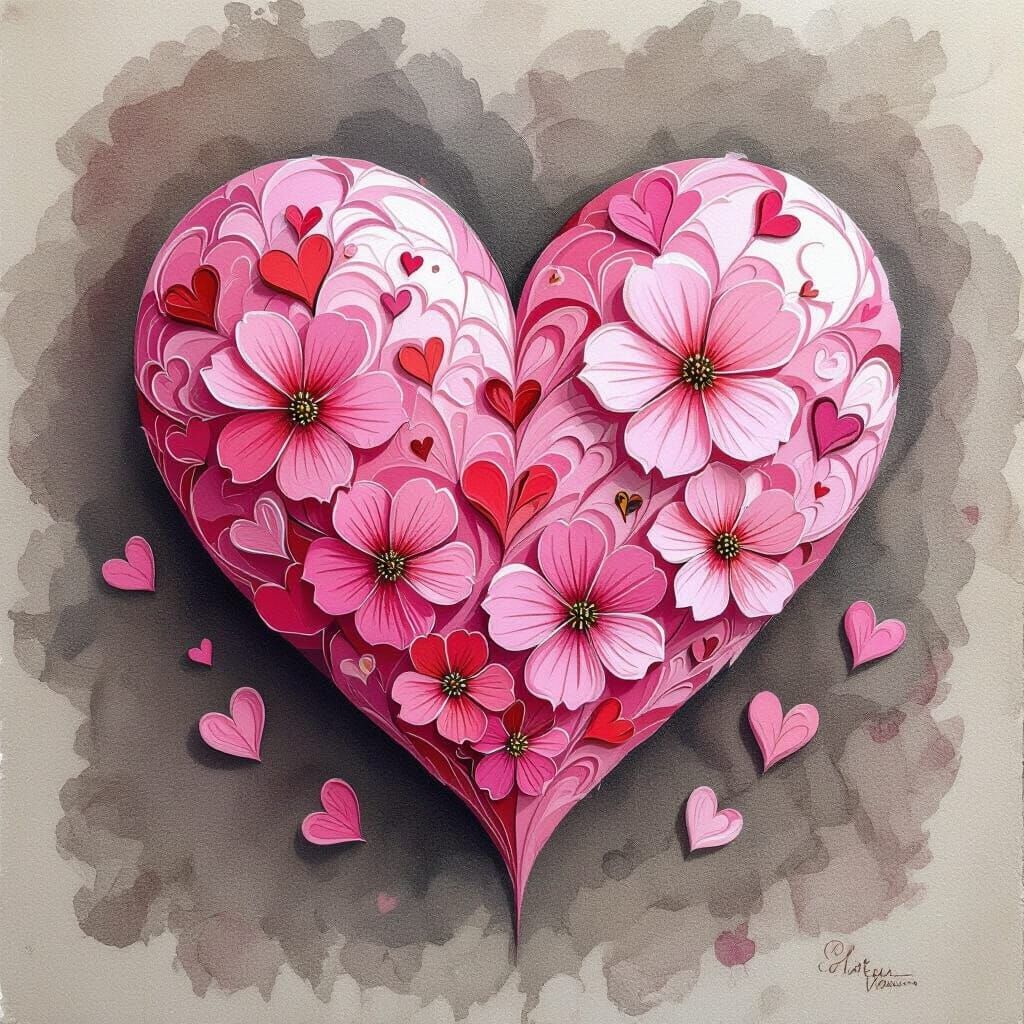 Vibrant Pink Hearts Floating in Space