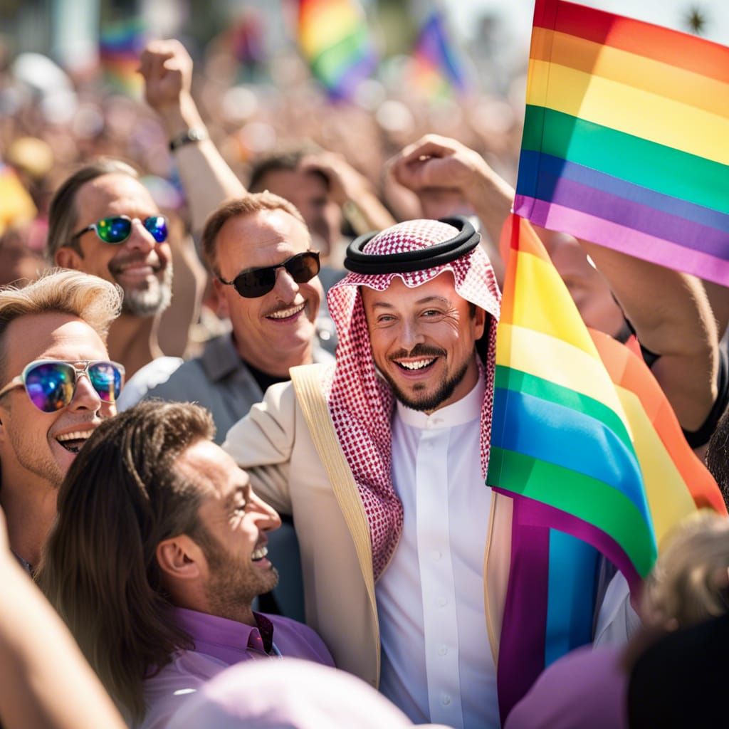 Prince Holding Elon Musk Puppet at Pride Parade