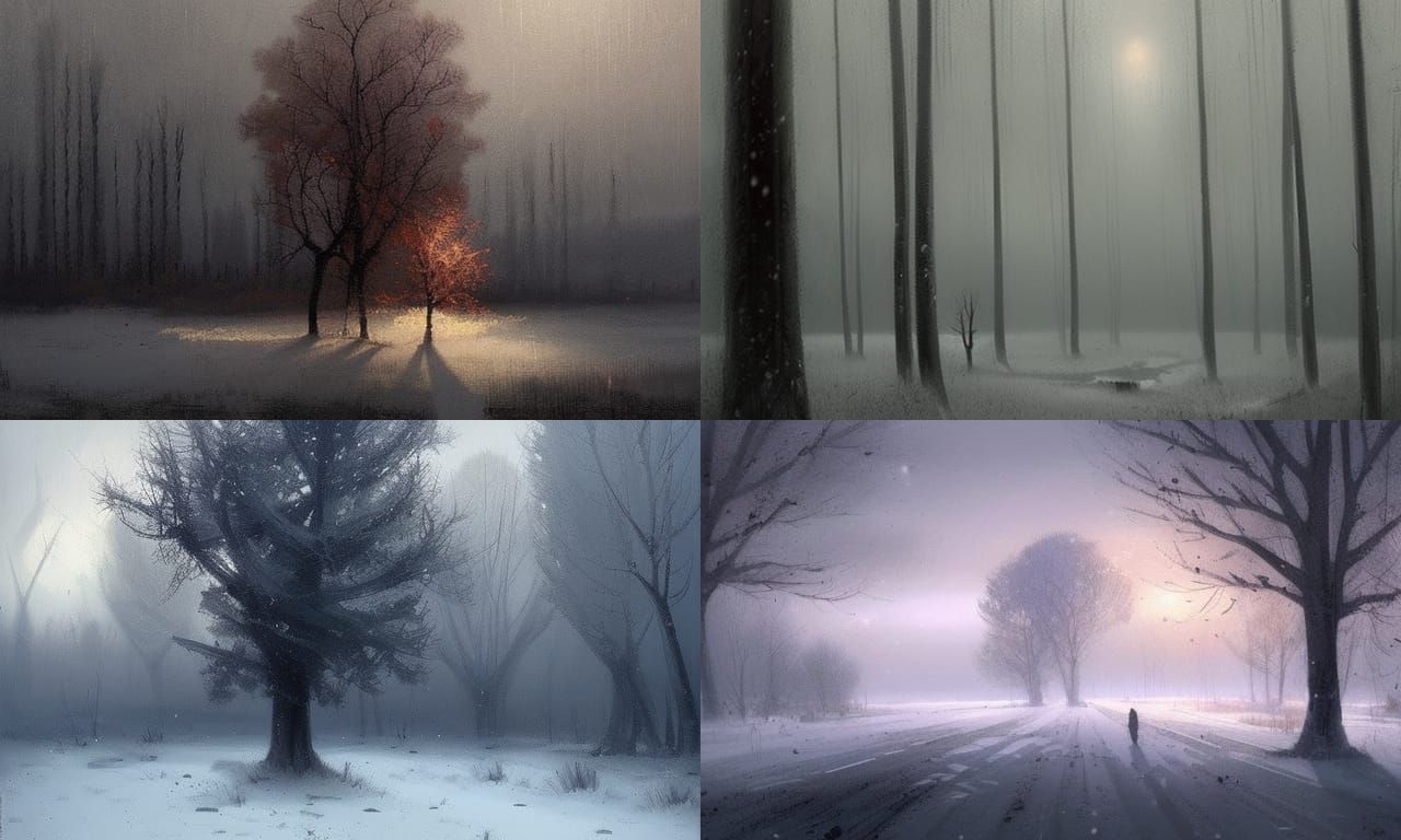 Dramatic Winter Landscape in Digital Painting Style