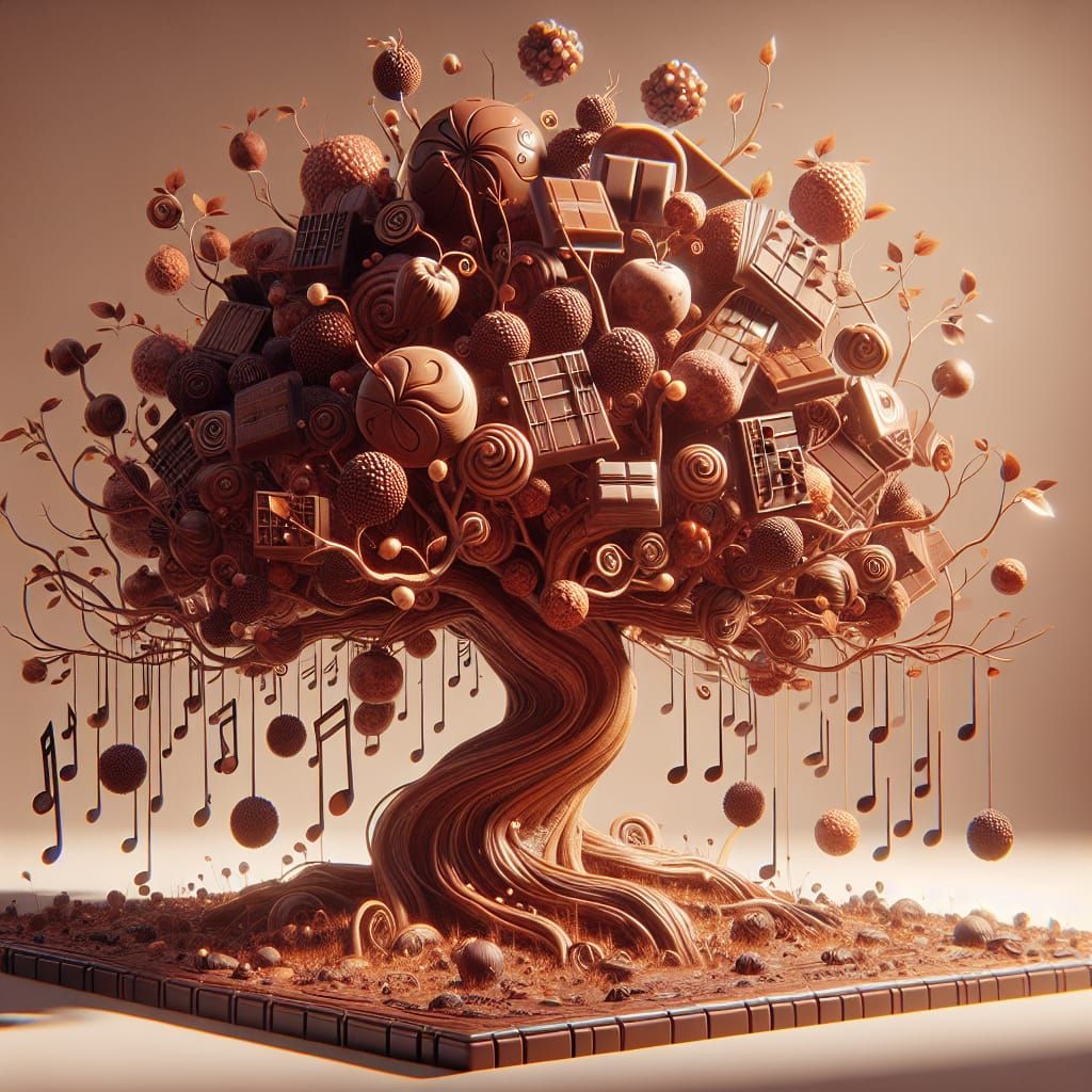 Chocolate Tree with Musical Branches in 3D