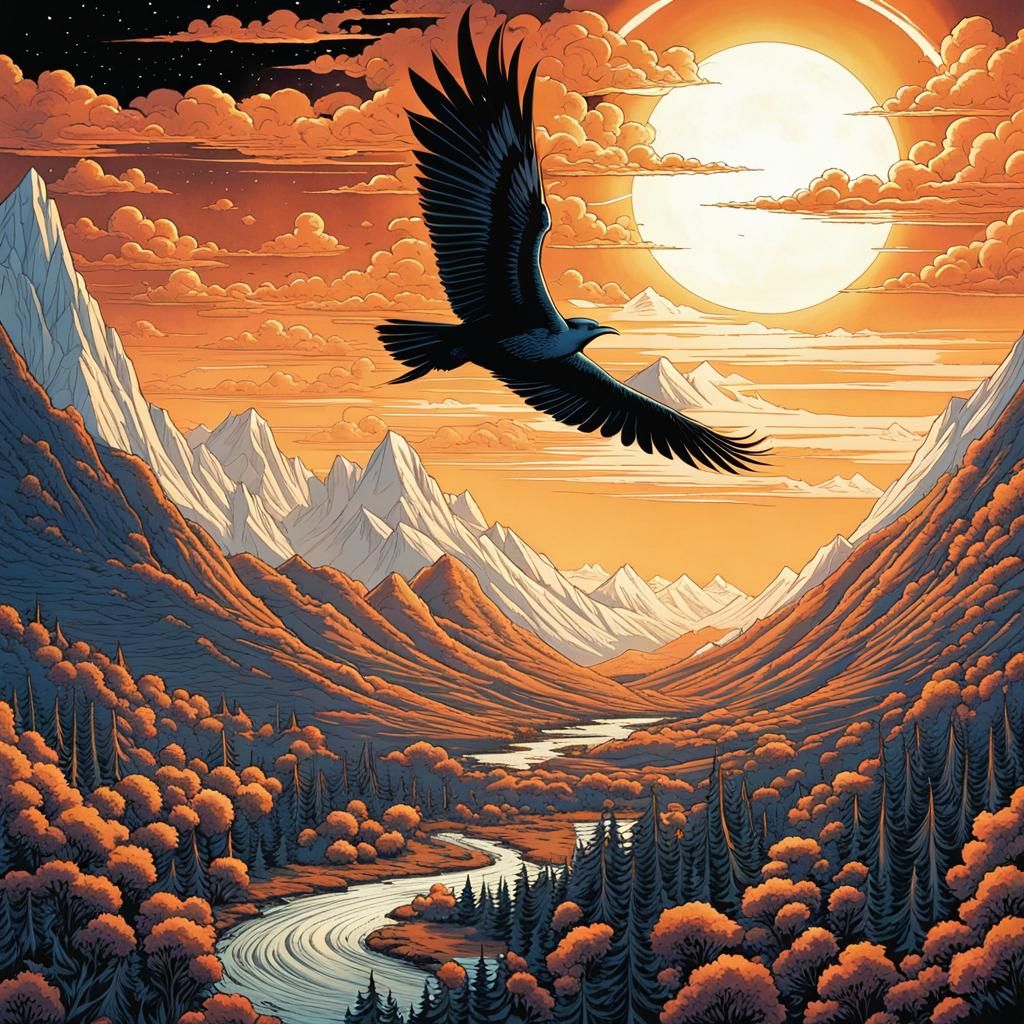 Superhero Soaring Skyward in Comic Book Art