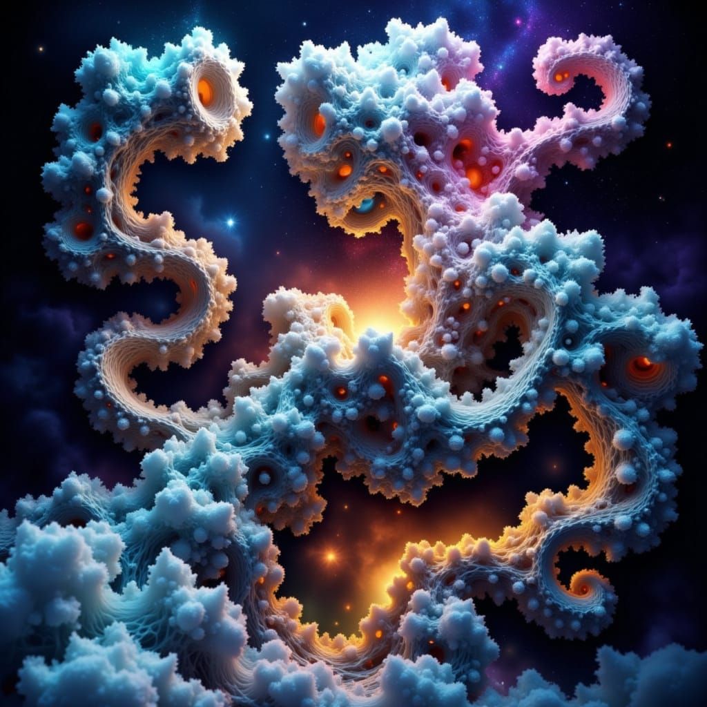 Cosmic Fractal Entity with Crystalline Robot Parts