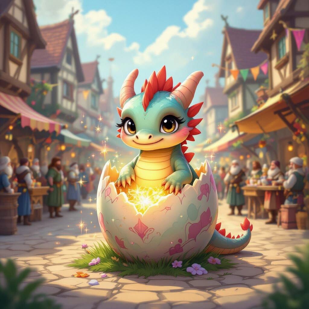 Baby Dragon Hatches in Magical Medieval Market