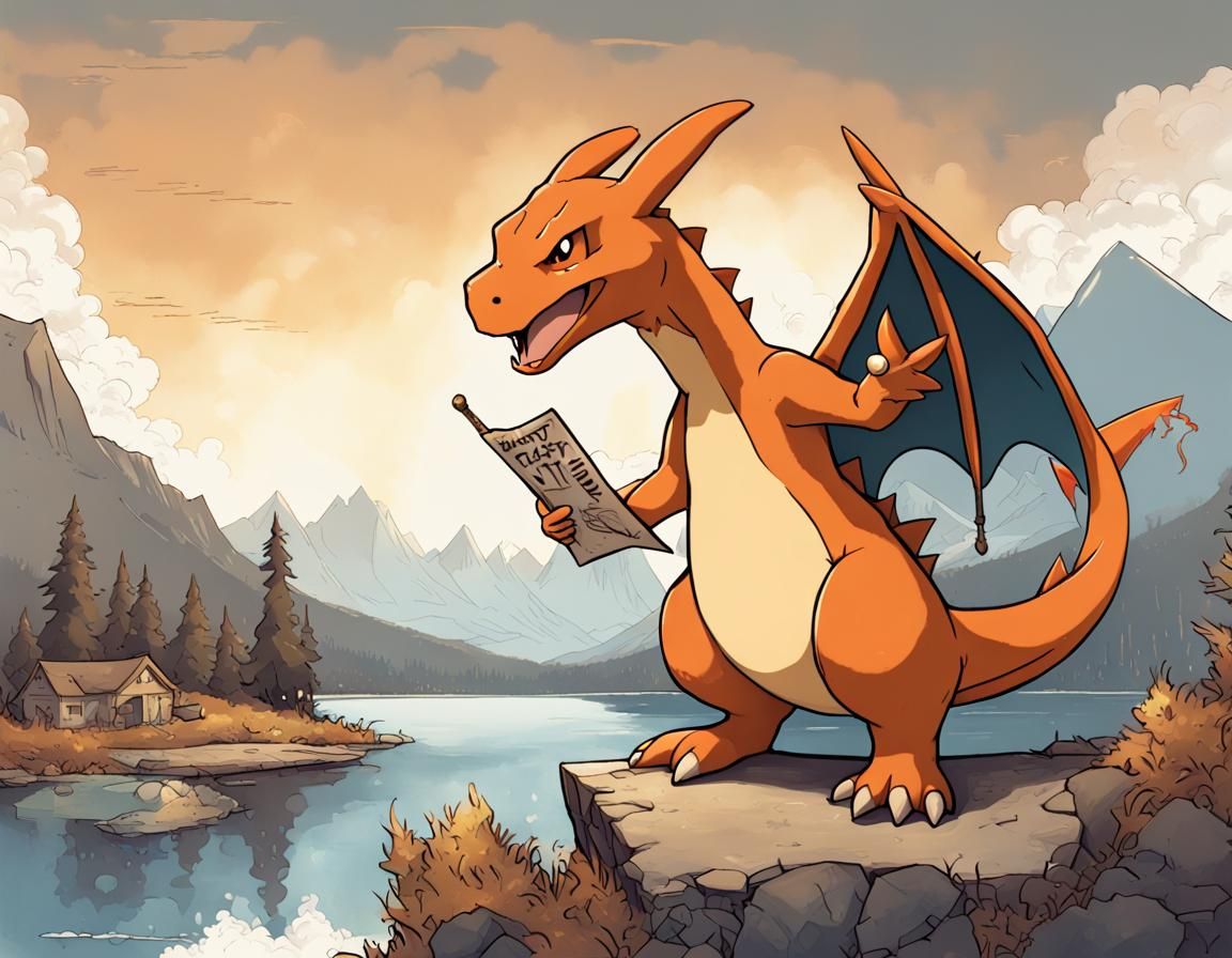 Charizard Reads the Newspaper